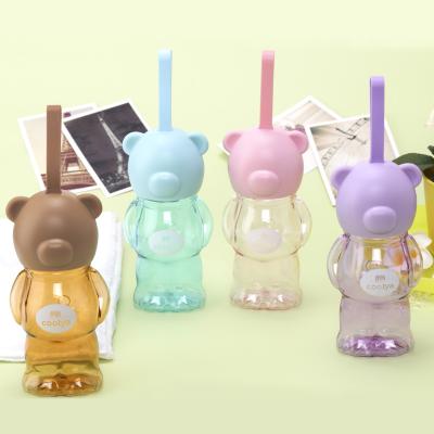 China Factory Wholesale Price OEM Custom Bear 450ml High Quality Reusable Plastic Water Stocked Drinking Bottles for sale