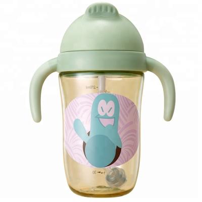 China Best BPA Safety Free Sale Multi-Functiona Universal Handles Kids Cute Straw Clear Plastic Water Baby Snack Cup for sale