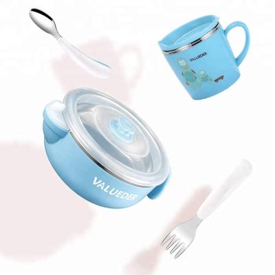 China BPA Free Eco-Friendly BPA Free Stainless Steel Food Suction Baby Feeding Bowl for sale