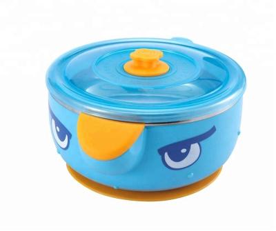 China Lovely Color BPA Free Stainless Steel Suction Slip-Resistant Baby Food Feeding Bowl for sale