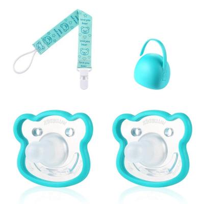 China Wholesale BPA Free 100% Natural Feel Nipple Full-Silicone Baby Pacifier With Clip And Pacifier Case for sale