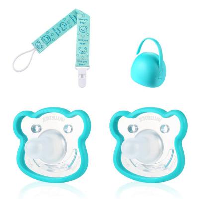 China BPA free factory price custom personalized 2021 new design food grade silicone baby pacifier with case for sale