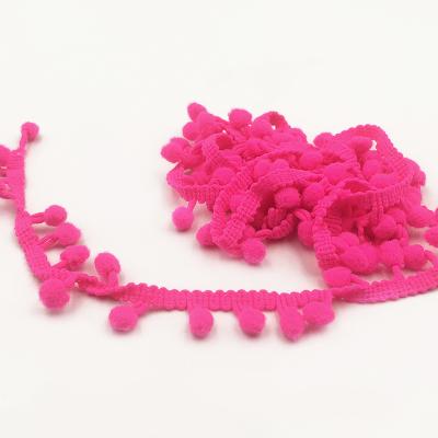 China SH001 1.2cm Sustainable Colorful Decorative Ball Pom Pom Lace Trim For Clothing for sale