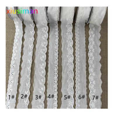 China OEM Sustainable Cotton Lace 3.5cm Wide Lace Trim Cotton Eyelet Lace Trim E019 for sale