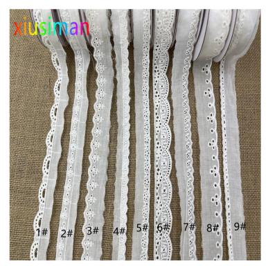 China Viable High Quality 2cm Wave Cotton Lace Garment Eyelet Lace Trim E016 for sale