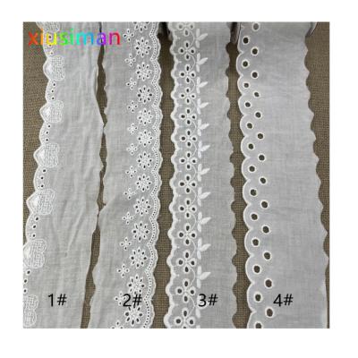 China E041 8CM Size Quality Quality Lace Materials White Embroidered Eyelet Cotton Lace Trimmings for sale