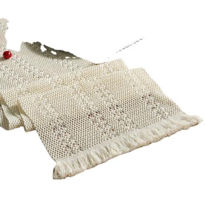 China Durable T015 Cotton Yarn Widened Hollow American Garden Woven Fringe Table Lace Fringe Table Flag Table Runner for sale