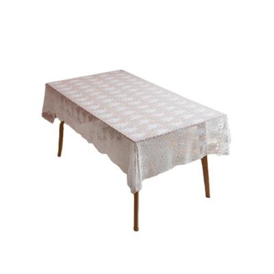 China Durable French Romantic White Lace Embroidered Tablecloth T009 Rectangular Tablecloth Coffee Table Cover Lace Table Cloth for sale