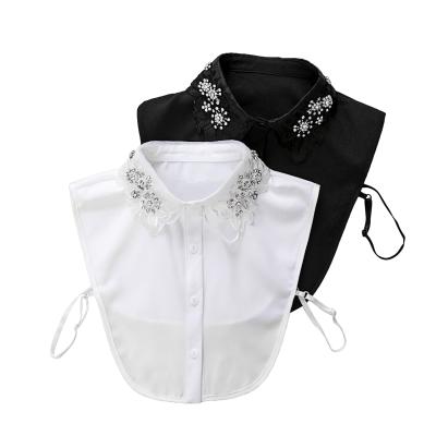 China LYS015 wholesale other flower leaves diamond beads floral emboridery faux bib dickie collar detachable half shirt women for sale