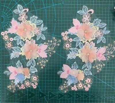 China high quality 3D flower embroidery lace patch applique ZH007 for sale