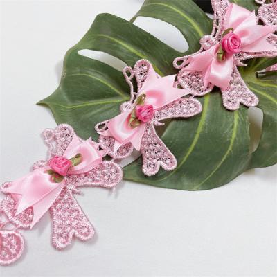 China ZH020 New Water Soluble African Lace Trim Beaded Bridal 3d Flower For Garment for sale