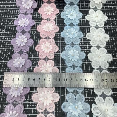 China ZH012 Beautiful 8cm embroidery lace trim 3d flower water soluble wholesale water soluble lace for sale