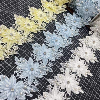 China Beautiful 8 cm embroidery lace trim 3d flower water soluble wholesale water soluble lace ZH011 for sale