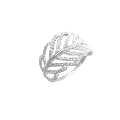 China FASHIONABLE Rings S925 High End Resizable Sterling Silver CZ Ring Branch Leaves Adjustable Cubic Zirconia Leaf Making for sale