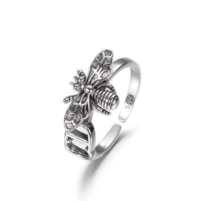 China 925 Sterling Silver Bee Rings Adjustable Unisex Cute Bee Ring Custom Insect Jewelry Women Wholesale Cute Accessories for sale