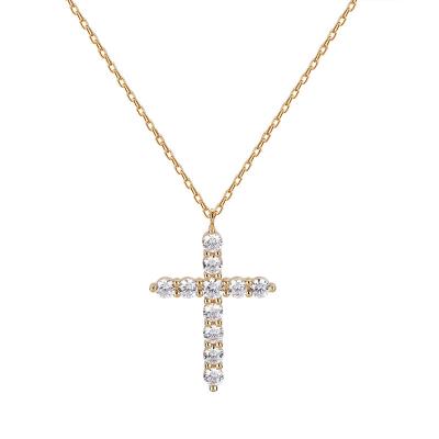 China Wholesale Religious Zircon Cross Pendant Necklace With White Gold Plating Gold Plating Religious Necklace for sale