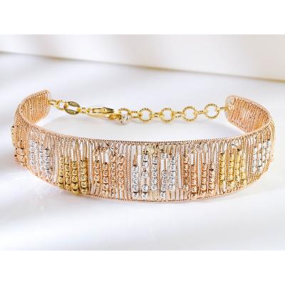 China High Quality 18K Solid Gold Bracelet Muilti Colores White Gold Luxury Wires Adjustable Rose Gold Bracelet For Women for sale