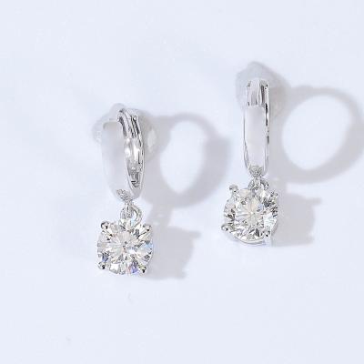 China Cute 18K White Gold Solid Diamonds Stud Huggie Circle Earrings Shape Drop Earrings Stylish Simple Simple Diamond Design for sale