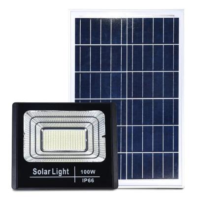 China 100W Solar Led Flood Outdoor Remote Control Aluminum Security Led Solar Flood Light for sale