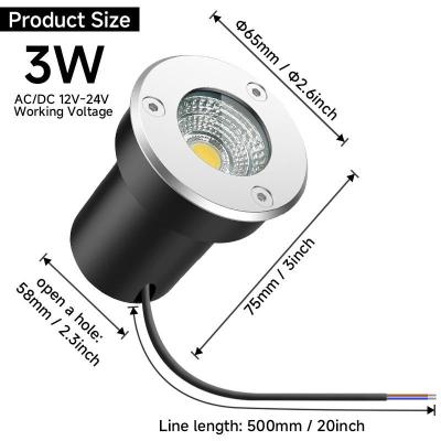 China IP67 Outdoor Light Warm White COB Underground Light Round Shape Inground Light 304 Stainless Steel LED Black 80 IP67 Wat for sale