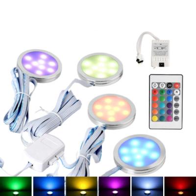 China DC12V 9Pcs Modern Remote Control Led Cabinet Light Round Cabinet Led Lighting for sale