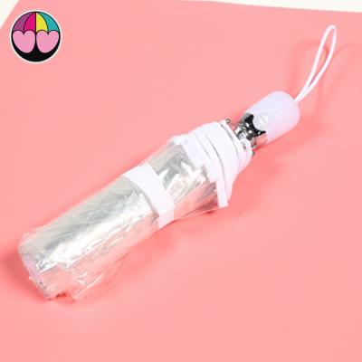 China Traditional Ladies 3 Times Transparent Umbrella Clear POE Umbrella for sale