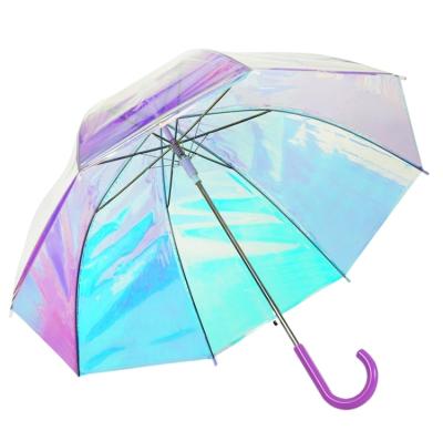 China Promotional 23 Inch OEM Laser Colorfu Transparan Warna-warni Hologram Umbrella Wholesale CLASSIC Customized Indoor & Outdoor for sale