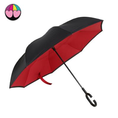 China Minimalist Innovation Promotional Eco Friendly Double Layers Manual Reverse Custom Printed Open Umbrella for sale