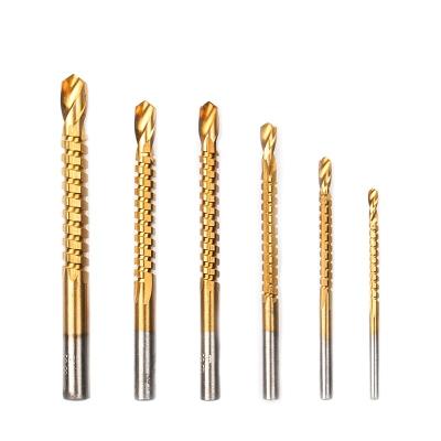 China Wood Drilling 6pcs/lots 3-8mm Titanium Coated HSS Drill Bits Hss Tap Woodworking Tools Plastic Hole Grooving Drill Bit for sale