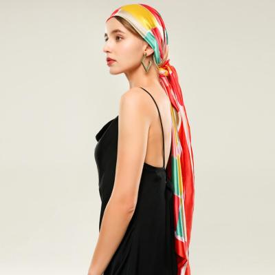 China Large Satin Scarf Shawl Real Soft Silk Double-Sided Printing Long Square Head Scarf for sale