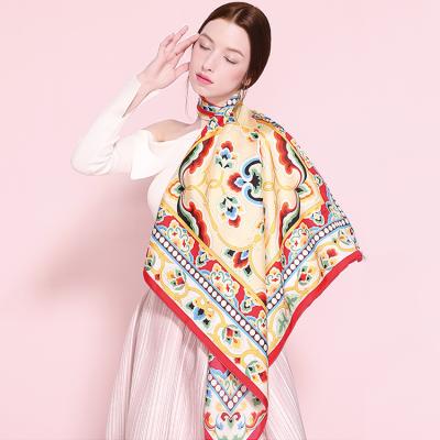 China Square fashion double-sided printing ladies print mulberry silk wholesale silk scarf personalized scarf for sale