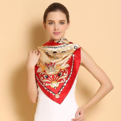 China Square Digital Print On Polyester Scarf Italy Design Head Hijab 100% Polyester Square Scarf for sale