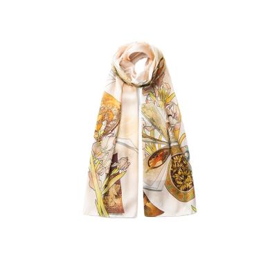 China Hangzhou Digital Printed Scarf Soft Elegant Wholesale Custom 100% Silk Shawl Foulard Silk for sale