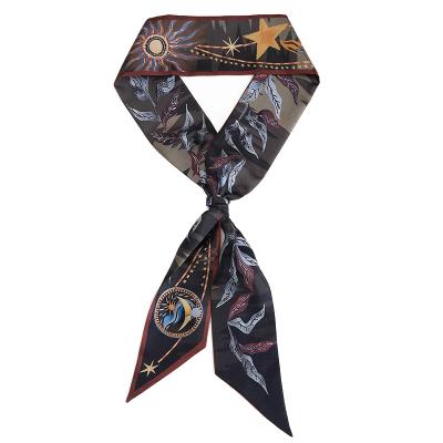 China Soft Elegant Custom Digital Printing Satin Silk Hair Designer Logo Head Scarves for sale