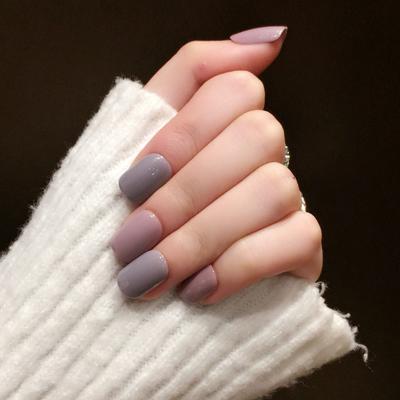 China Long Solid Colored Square Design Manicure Custom False Nails Pre Design Full Cover Artificial Press On Nails for sale