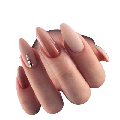 China Easy Apply Almond Shape Marble Press On Pale Color Fake Stone Nails Gradient Artificial Nails for sale