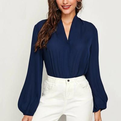 China Designer Blouse Yizhi Shirts Drop Ship OEM Anti-pilling Elegant Ladies Blouses And Tops Custom Made Quality Fashion For Women Ladies for sale