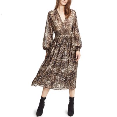 China High Quality Custom Made Anti-Static OEM Maxi Women Leopard Print Dress Elegant Print Dresses Plus Size Dress for sale