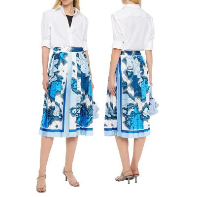 China Latest Design Floral Printed Designer Skirt Set Skirts Anti-Static For Ladies Women High Quality Midi Skirt for sale