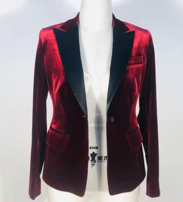 China OEM Manufacturer Women Ladies Velvet Waterproof Professional Custom Blazer Jacket Ladies Suits Velvet Outerwear Women for sale