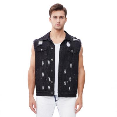 China Breathable Custom Logo High Quality Cotton Denim Vest Custom Design Men Denim Vest for sale