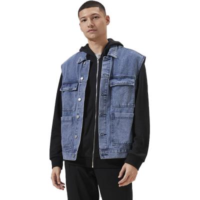 China 2021 Breathable New Casual Sleeveless Jean Vest Jacket Fashion Crop Vintage Denim Cardigans For Men for sale