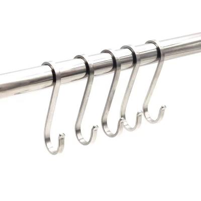 China Multifunctional 304 Stainless Steel Hook Kitchen Cabinet Door Double S Hook Portable Bedroom Hook for sale