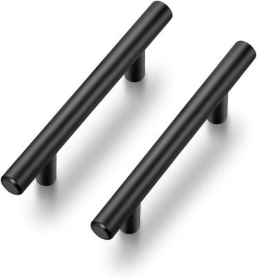 China Modern Cabinet Pulls Matte Black Round Steel Kitchen Drawer Pulls Cabinet Handles for sale