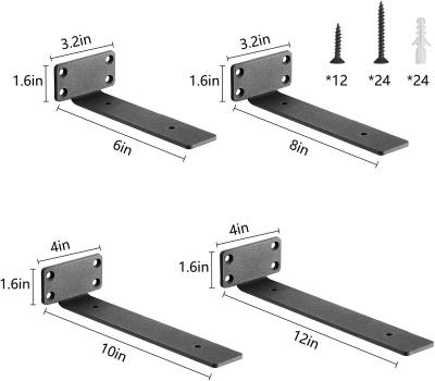 China Heavy Duty Industrial Black Country Style Wall Mount Floating Shelf Bracket Wall Shelf Bracket for sale