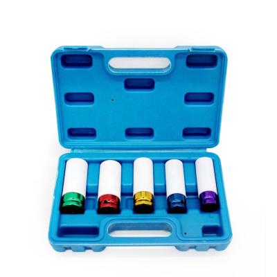 China CR-V 5PCS 15 Car Repair Deep Dr. Socket Set For Impact Wall Tire Protector 17 19 21 22mm Nut Colorful for sale