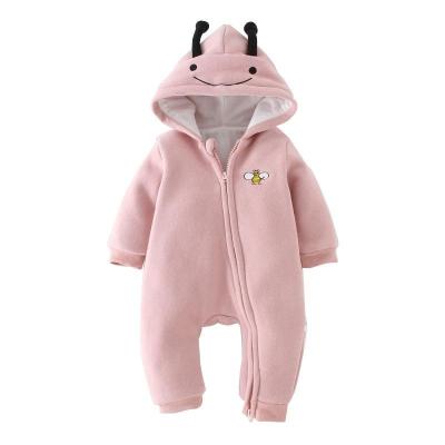 China 100% Organic Cotton Autumn And Winter Girls Hoodie Overalls Baby One Piece Long Sleeve Clothes Thicker Warmer Cotton Rompers for sale