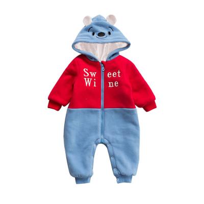 China 100% Cotton Winter Overall Baby Boy Girl Organic Newborn Thick Warm Hooded Rompers Jumpsuit Hooded Zip? Clothes for sale