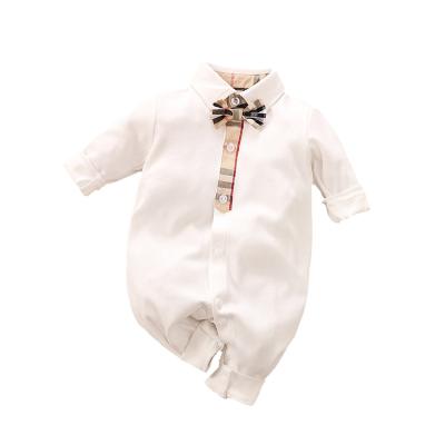 China 100% Spring and Autumn Long Sleeves Romper Christening Newborn Baby Boy Fashion Gentleman Baby Clothes for sale