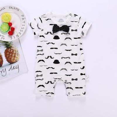 China 100% Cotton Baby Boy Girls Cotton Overalls Summer Mustache Organic Infant Print Romper Formal Clothes for sale